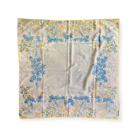 70s Vintage Anne Klein Swiss Dot & Floral Print Cottagecore Cotton Scarf Wrap - Picture 11 of 17